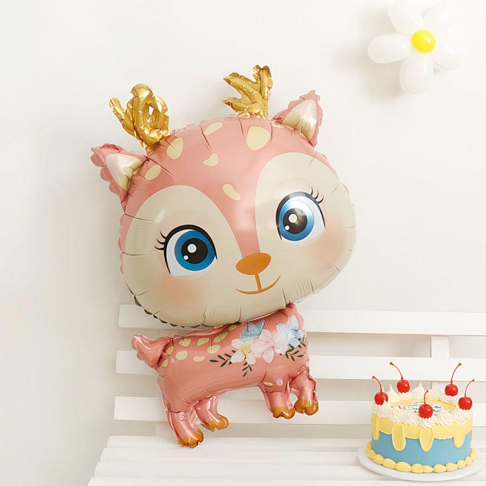 Воздушный шар в форме оленя в джунглях, мультяшные фольгированные шары, воздушный шар в форме оленя в джунглях, детская игрушка розовый